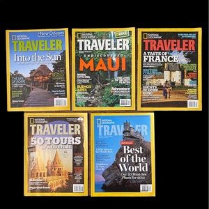 Lot of (5) National Geographic Traveler Magazines - Excellent Condition - World